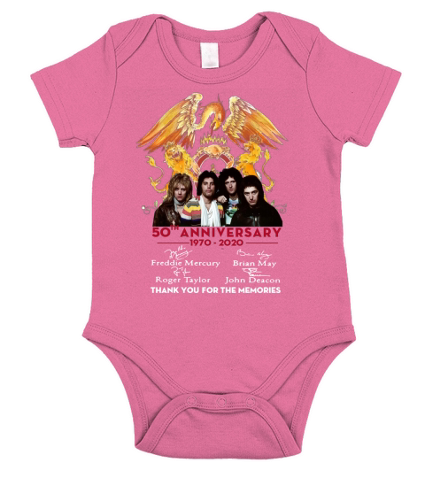 Queen 50th Anniversary 1970 2020 Signature Thank You For The Memories shirt Short Sleeve Baby One-Piece