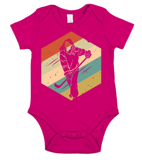 Retro Vintage Ice Hockey Women Girls Short Sleeve Baby One-Piece