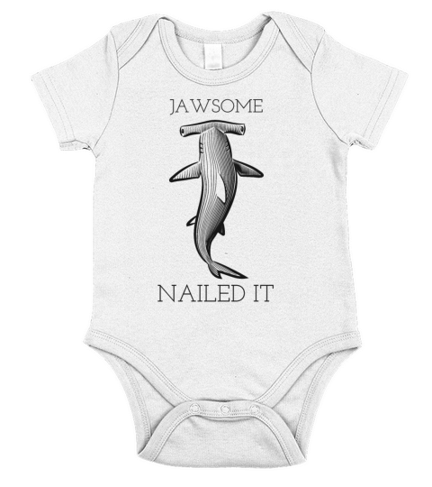 Shark Sayings Funny Jawsome Nailed It Short Sleeve Baby One-Piece