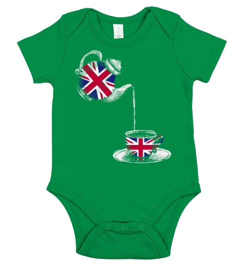 Union Jack Flag with Tea cup Short Sleeve Baby One-Piece