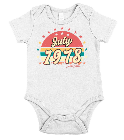 Vintage 1978 July Short Sleeve Baby One-Piece