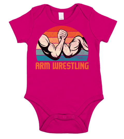 Vintage Arm Wrestling Sport Arm Wrestler Combat Short Sleeve Baby One-Piece