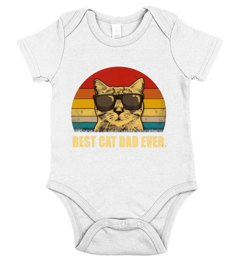 Vintage Best Cat Dad Ever Short Sleeve Baby One-Piece