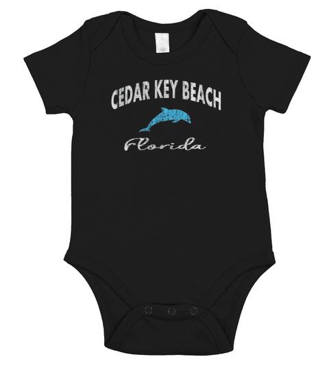 Vintage Dolphin Cedar Key Beach FL Distressed T Shirt Short Sleeve Baby One-Piece