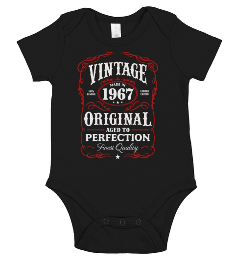 Vintage Made In 1967 Birthday Gift T-Shirt Short Sleeve Baby One-Piece