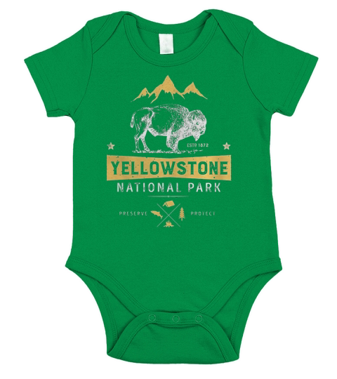 Yellowstone National Park Bison Buffalo T-shirt - Vintage Short Sleeve Baby One-Piece