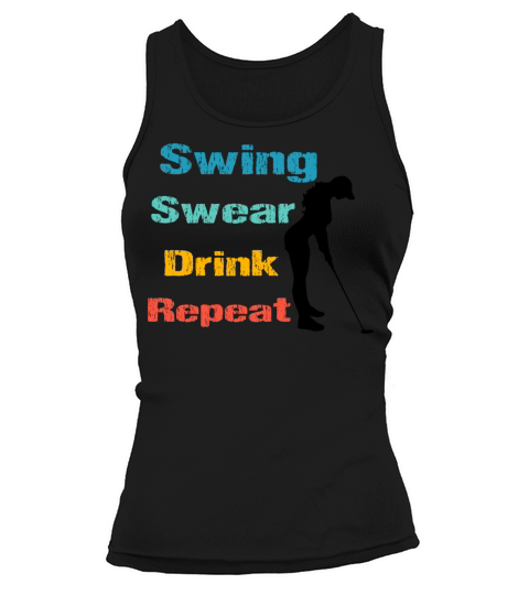 funny Swing Swear Drink Repeat retro vintage Tank top Woman
