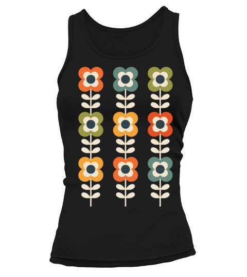 Mod Flowers in Retro Colors on Charcoal Tank top Woman