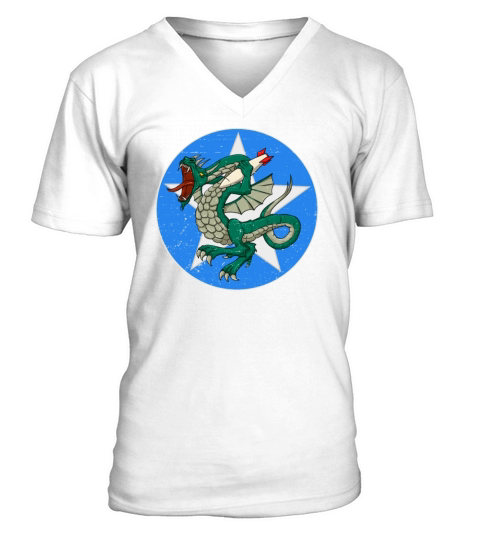 373rd Bomb Squadron Patch Vintage WWII Dragonsww2 V-Neck T-shirt