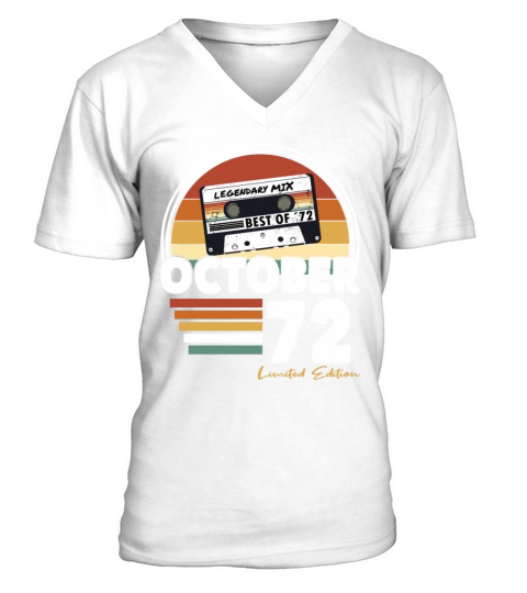 50th birthday vintage october 1972 limited edition V-Neck T-shirt