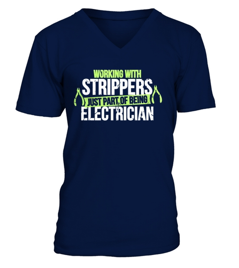funny electrician V-Neck T-shirt