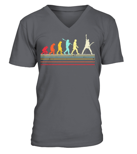 Funny Guitar Shirt Retro Vintage Evolution Of Man V-Neck T-shirt