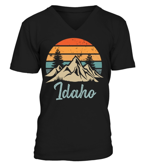 Idaho Retro Vintage Mountain Sunset Outdoors Wilde V-Neck T-shirt