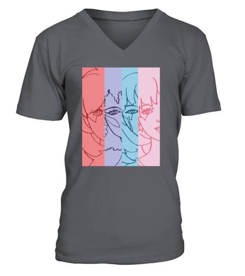 Jem and The Holograms - Group Striped - Color - T Shirt V-Neck T-shirt