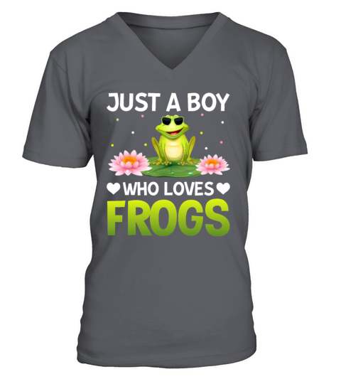 Just a Boy Who Loves Frogs - Frog Lover Funny V-Neck T-shirt