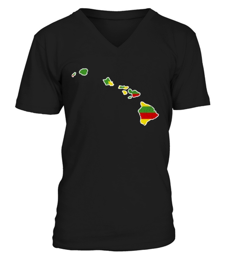 Land Map America US State Distressed Hawaii V-Neck T-shirt