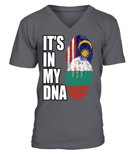 Malaysian And Bulgarian Mix Heritage DNA Flag V-Neck T-shirt