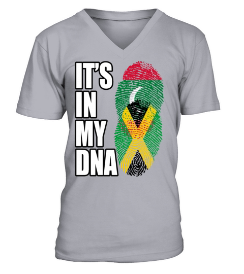 Maldivian And Jamaican Mix Heritage DNA Flag V-Neck T-shirt