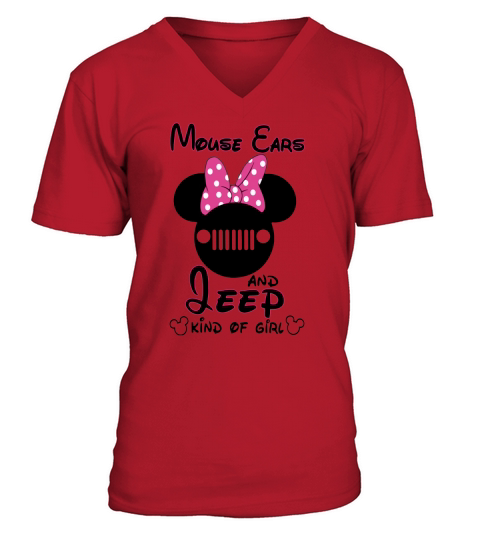 Mouse Ears And Jeep Kind Of Girl shirtsc V-Neck T-shirt
