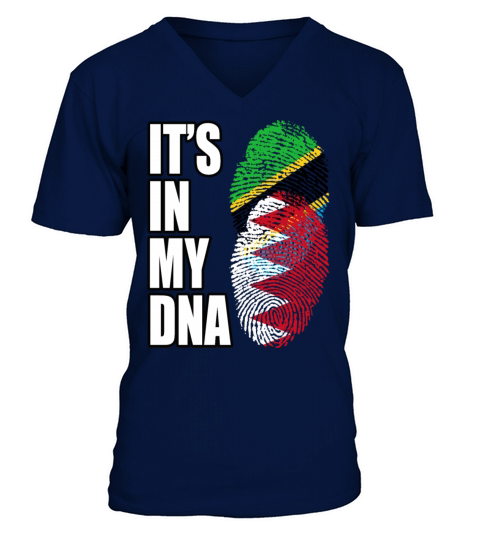Tanzanian And Bahraini Vintage Heritage DNA Flag V-Neck T-shirt