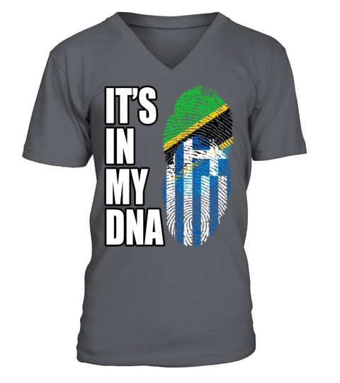 Tanzanian And Greek Vintage Heritage DNA Flag V-Neck T-shirt