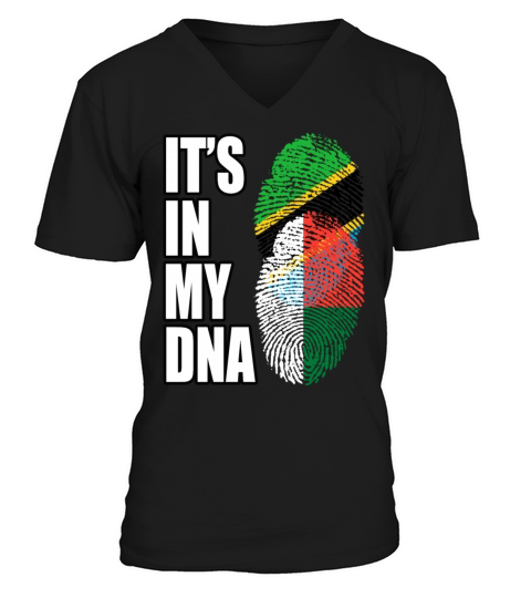 Tanzanian And Malagasy Vintage Heritage DNA Flag V-Neck T-shirt