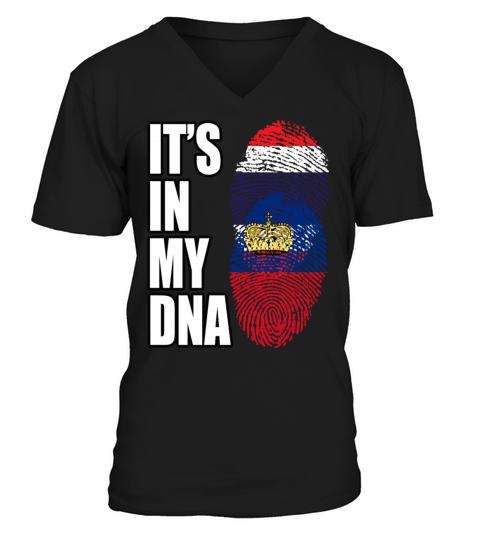 Thai And Liechtensteiner Vintage Heritage DNA Flag V-Neck T-shirt