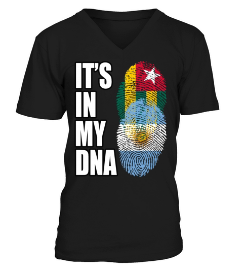 Togolese And Argentinian Mix Heritage DNA Flag V-Neck T-shirt