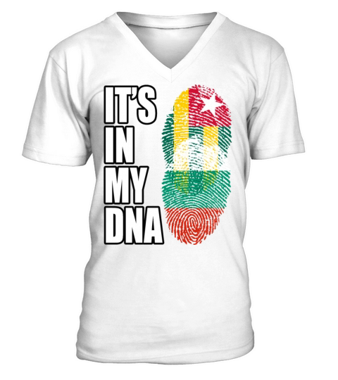 Togolese And Bulgarian Mix Heritage DNA Flag V-Neck T-shirt