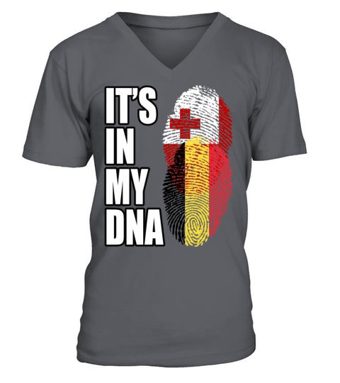 Tongan And Belgian Mix Heritage DNA Flag V-Neck T-shirt