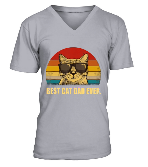 Vintage Best Cat Dad Ever V-Neck T-shirt