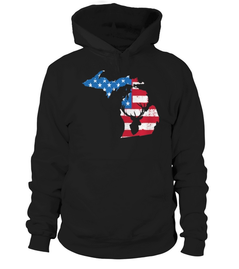 American Flag Michigan Deer Hunting Patriotic T-Shirt Hoodie Unisex
