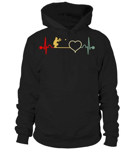 Baseball Catcher Heartbeat Vintage Hoodie Unisex
