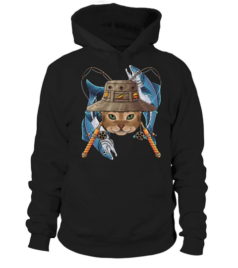 Fishing Abyssinian Outdoor Fisherman Cat Cute Fly Hoodie Unisex