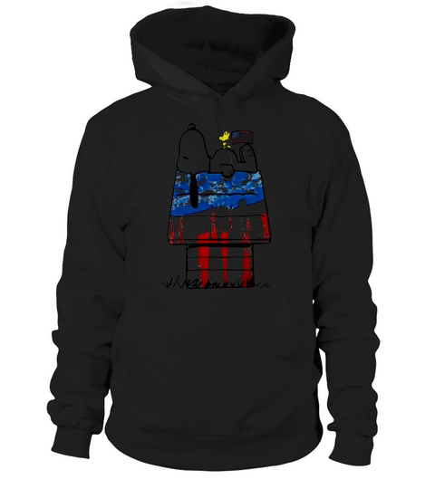 Snoopy woodstock house American flag 4th of july Independence day shirtn Hoodie Unisex