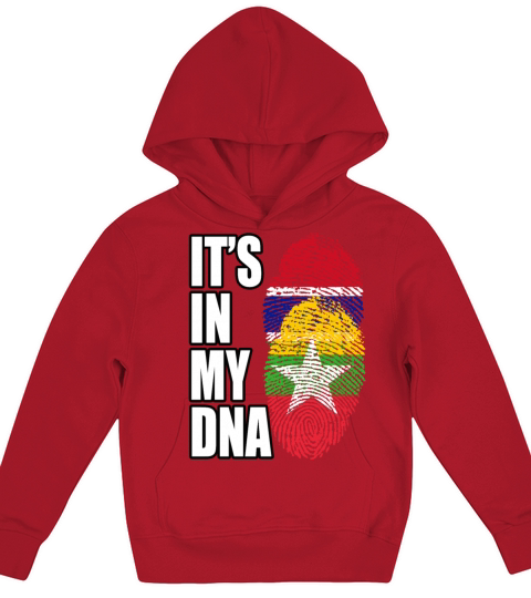 Gambian And Burmese Mix Heritage DNA Flag Kids Hoodie