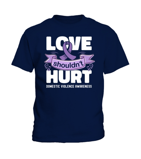Love Shouldnt Hurt Purple Ribbon Kids T-Shirt