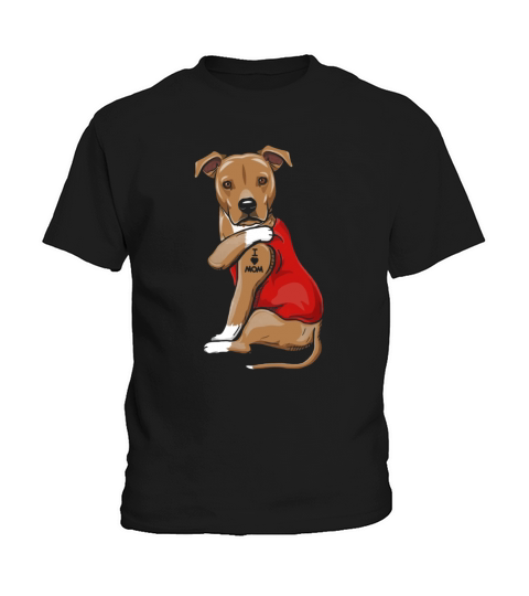 Staffordshire Terrier I Love Mom Tattoo shirt Kids T-Shirt