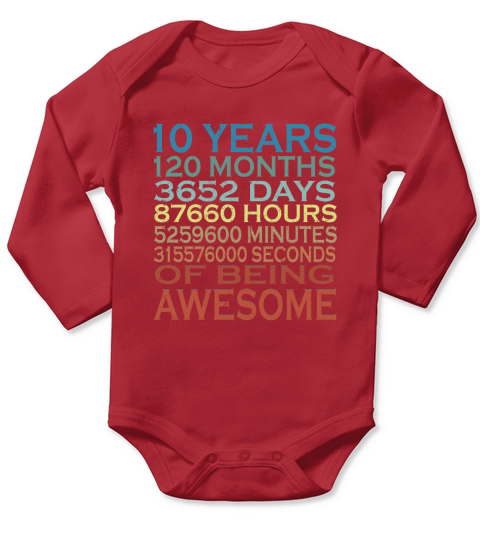 10 Years Old Birthday Vintage Long Sleeve Baby One-Piece