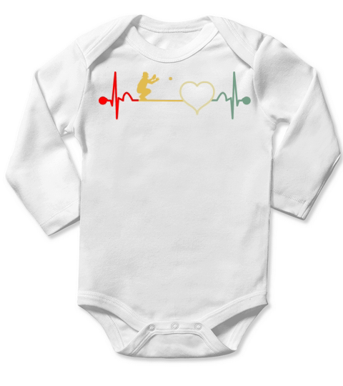 Baseball Catcher Heartbeat Vintage Long Sleeve Baby One-Piece