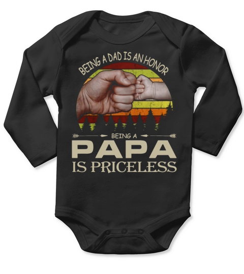 Being a dad is an honor being a papa is priceless vintage sunset shirt Long Sleeve Baby One-Piece