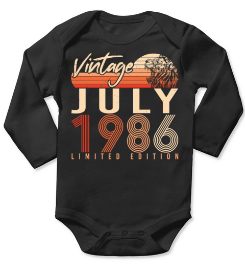 Birthday Greeting For July 1986 Long Sleeve Baby One-Piece
