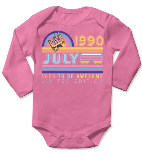 Birthday Greeting For July 1990 Long Sleeve Baby One-Piece