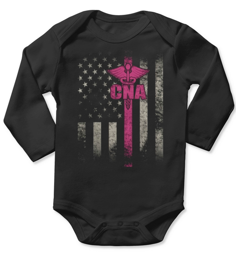 CNA American Nurse Flag Papa Mama Dad Mom Girl Men Women Long Sleeve Baby One-Piece