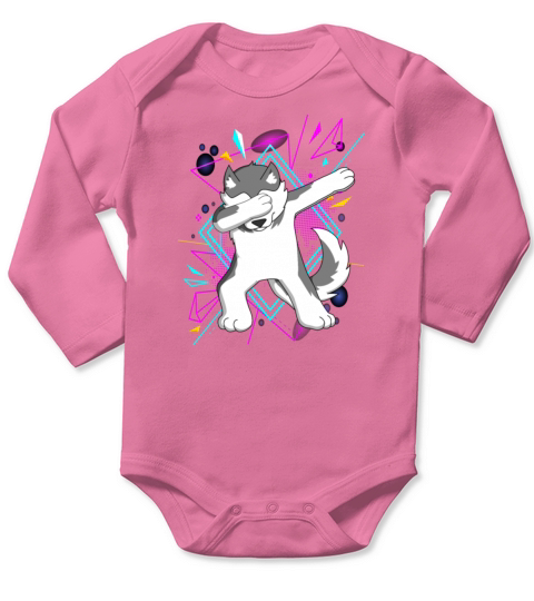 Dab Dabbing Husky Hund Dog Dancing Trend Geschenk Long Sleeve Baby One-Piece