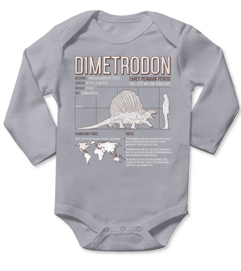 Dimetrodon Dinosaur Fun Facts T Shirt - Science Mens Kids Long Sleeve Baby One-Piece