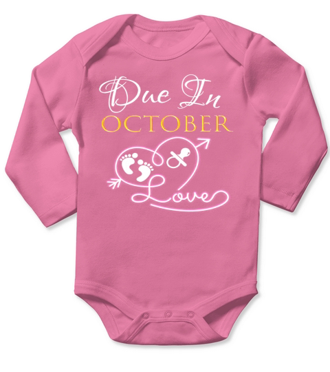 Due In October Pregnancy Announcement Fr Long Sleeve Baby One-Piece