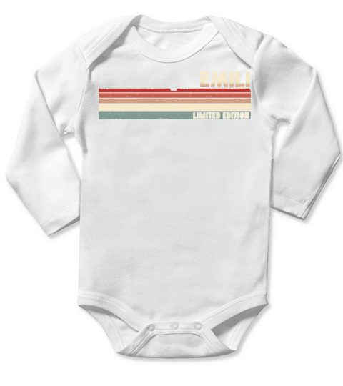 Emili Funny Retro Vintage Name Surname 80s 90s Long Sleeve Baby One-Piece