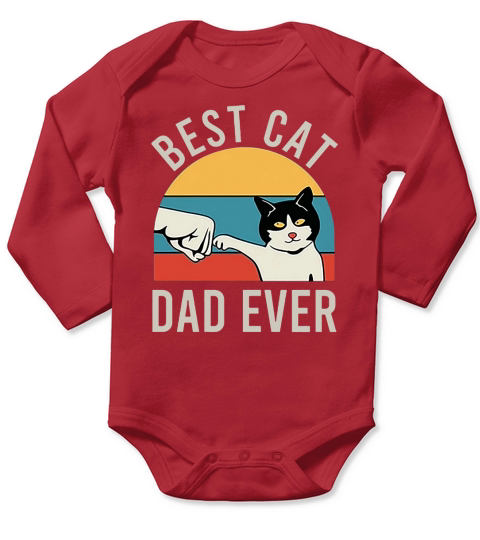 Fist bump best cat dad ever vintage shirt Long Sleeve Baby One-Piece