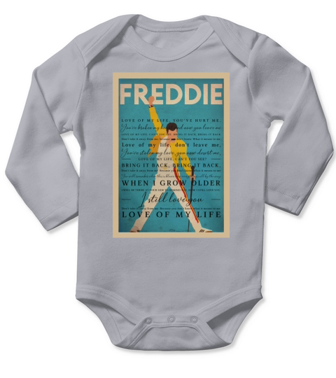 Freddie Mercury Long Sleeve Baby One-Piece
